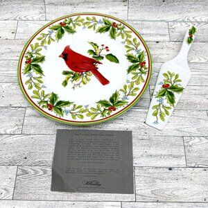2011 Williamsburg Andrea by Sadek Christmas Cardinal Cake Plate & Server